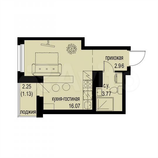 Квартира-студия, 23,9 м², 11/12 эт.
