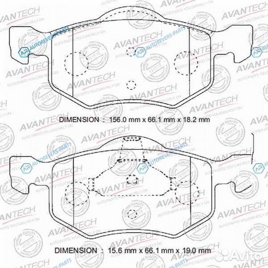 AV1125 Колодки тормозные дисковые Avantech (против