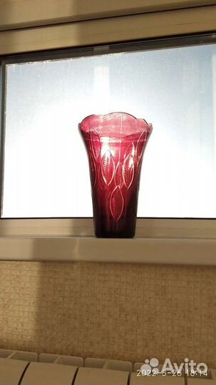 Ваза марганцевое стекло винтаж
