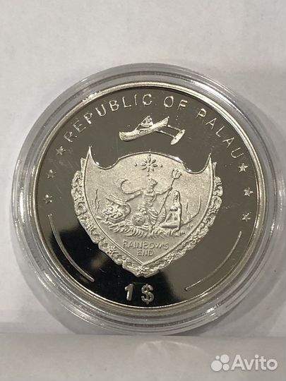 Монета Палау - Желтая коралловая рыба