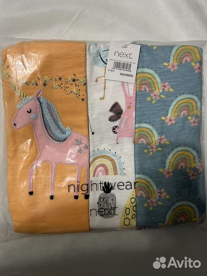Пижама next на девочку 3шт