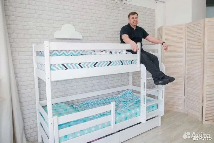 Кровать из массива двухъярусная трансформер 80*190