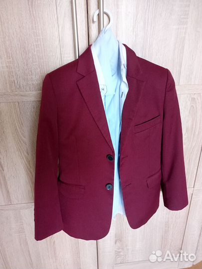 Пиджак школьный бордовый 134