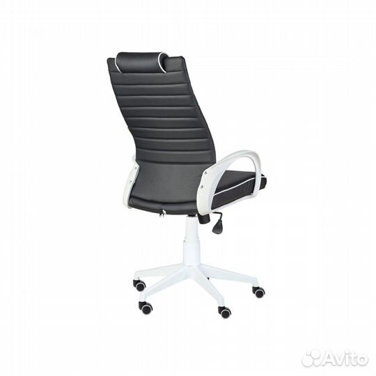 Кресло квест white - Черный (кож.зам.) /белый кант