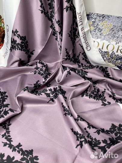 Шелковый платок christian dior лиловый