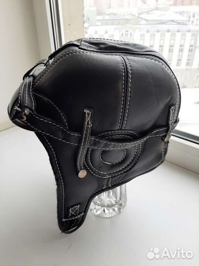 Шапка новая стилизованная кожа и овчина