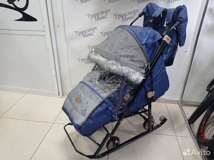 Санки коляска Galaxy Glory (Gloss) лен