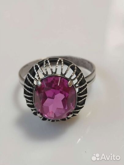 Серебряное винтажное кольцо 875 пробы с камнем