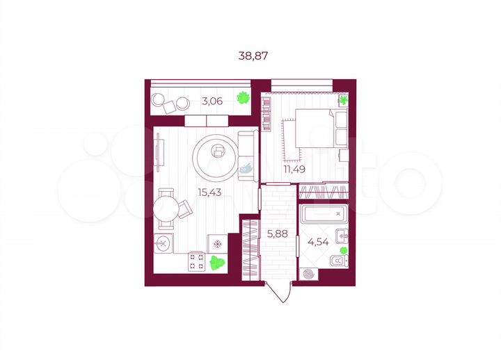 1-к. квартира, 38,9 м², 2/10 эт.