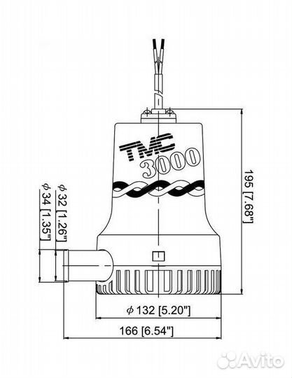 Помпа трюмная TMC 2500 осушительная 12 V