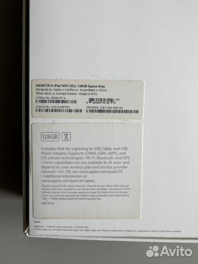 iPad Air (Wi-Fi + Cellular) 128gb a1475