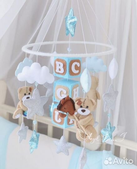 Детский мобиль для мальчика. Мобиль из фетра