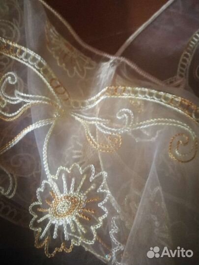 Тюль арганза желтая и рыжая