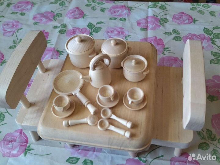 Деревянная посуда для кукол