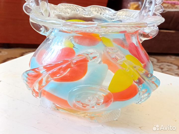 Ваза Конфетница цветное стекло