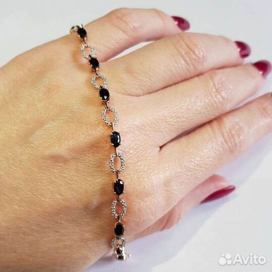 Золотой браслет с бриллиантами и природ.сапфирами