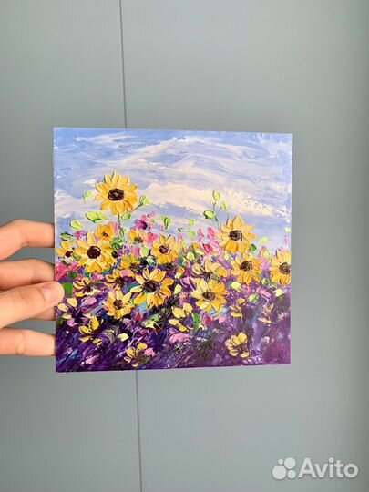 Картина маслом цветы подсолнухи