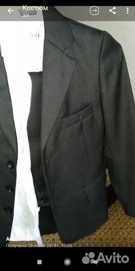 Костюм тройка тёмно-серый, почти чёрный