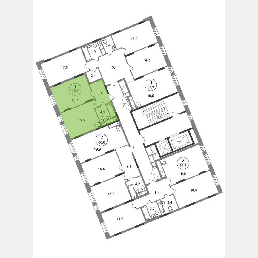 1-к. квартира, 40,4 м², 7/17 эт.