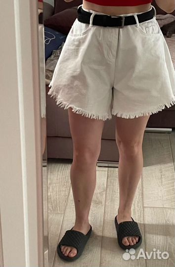 Шорты клеш джинсовые летние с высокой талией