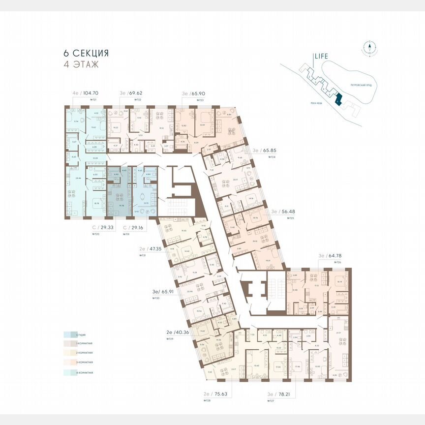 1-к. апартаменты, 41,1 м², 4/8 эт.