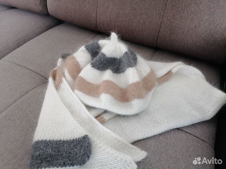 Комплект берет и бактус из пуха норки новый