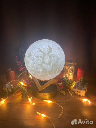 Лампа, ночник луна с вашим фото