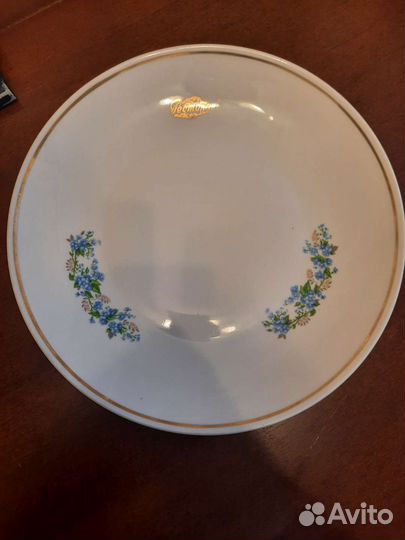 Блюдо большое фарфор Незабудки