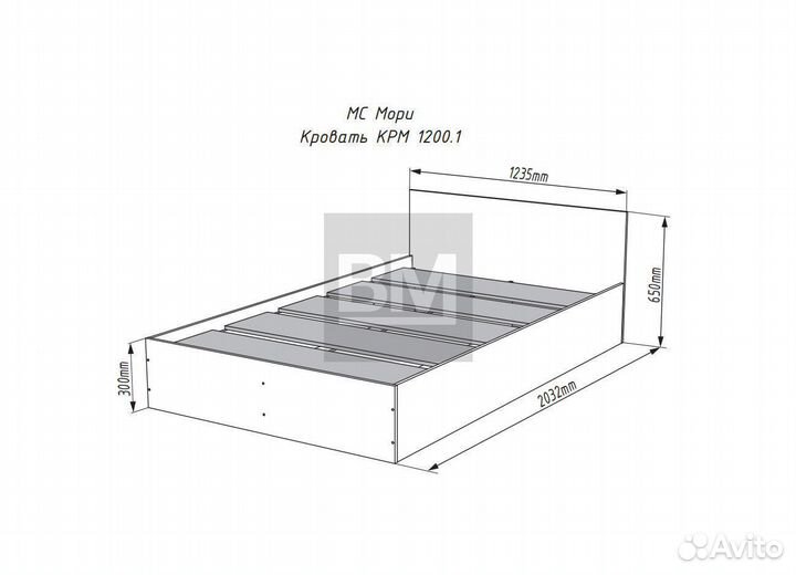 Кровать графит 120х200, полутороспальная