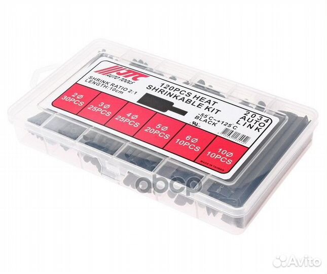 Набор термоусадочных трубок, 6 типоразмеров, дл