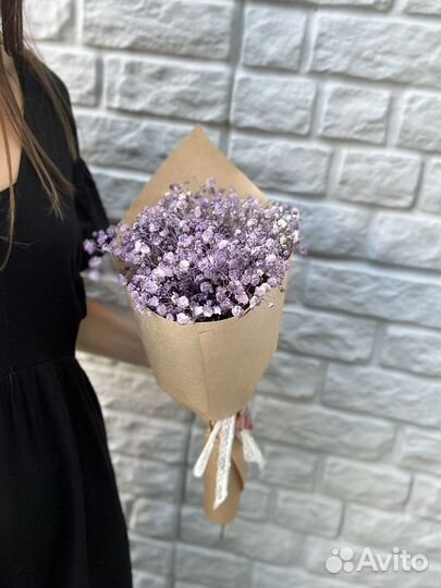 Букет мини из фиолетовой гипсофилы