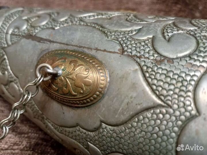 Старинный рог, бронза, серебрение. Кубачи