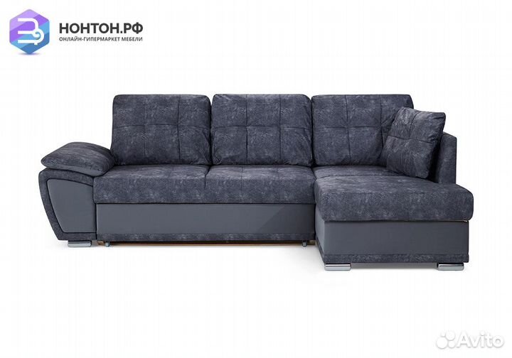 Диван угловой дельфин Риттэр графит / серый