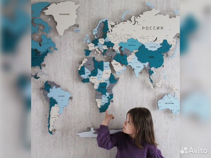 Карта мира из дерева на стену