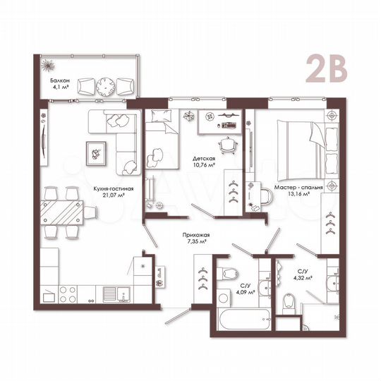 2-к. квартира, 62 м², 11/17 эт.