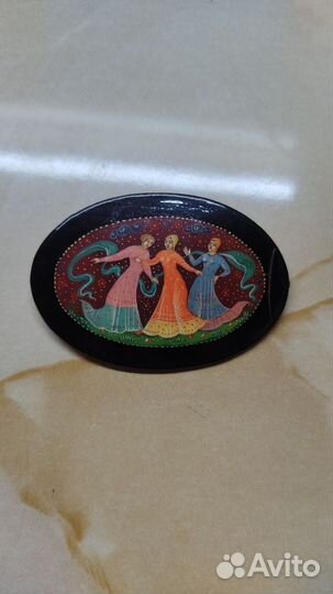 Брошь винтаж с росписью хохлома