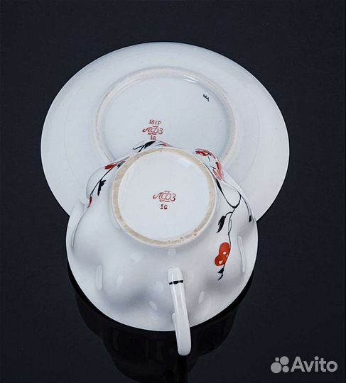 Винтажная чайная пара лфз красная смородина