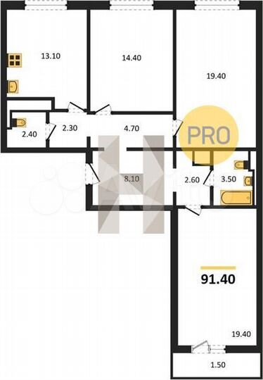 3-к. квартира, 91,4 м², 18/18 эт.