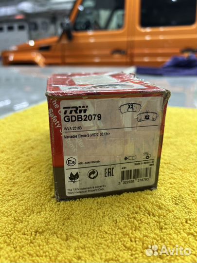 Колодки задние TRW GDB2079 MB AMG GT/W222/W205