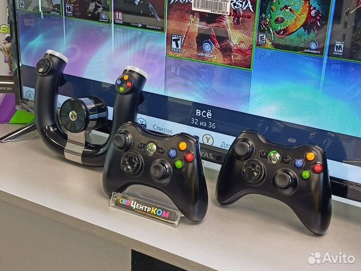 Прошитая xbox360 Slim + игровой набор + игры