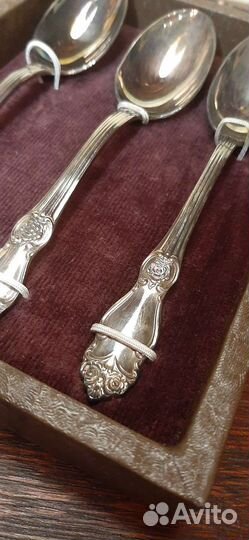 Комплект мельхировых ложек Роза Кольчугино СССР