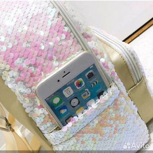 Рюкзак из пайеток Золотой Единорог