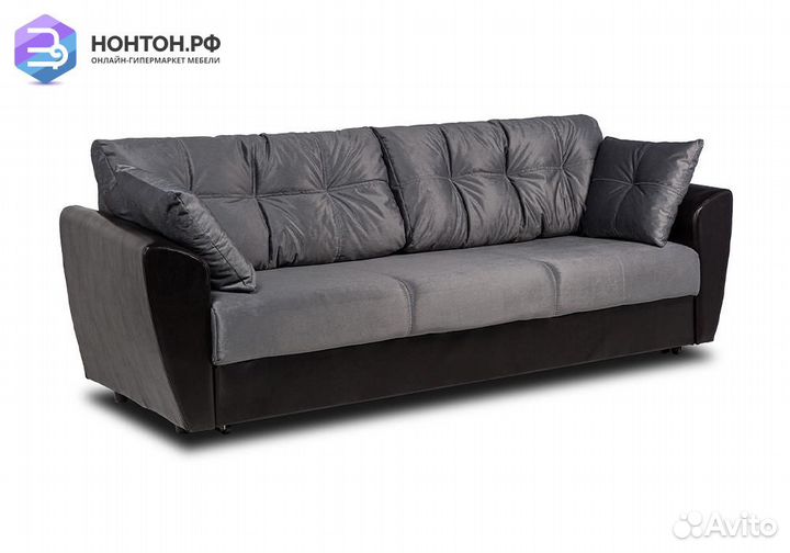 Диван еврокнижка Мадейра Lux серый / черный