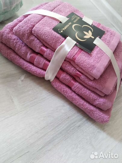 Набор полотенец 6 штук розовые