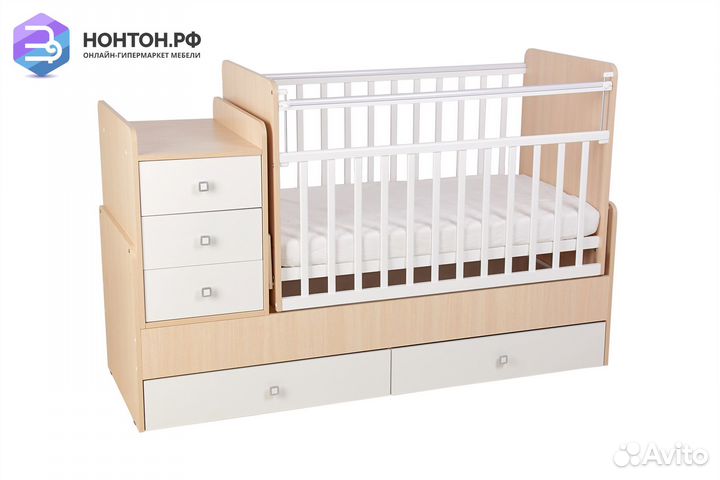 Кровать детская Фея 1100 дуб пастельный / белый