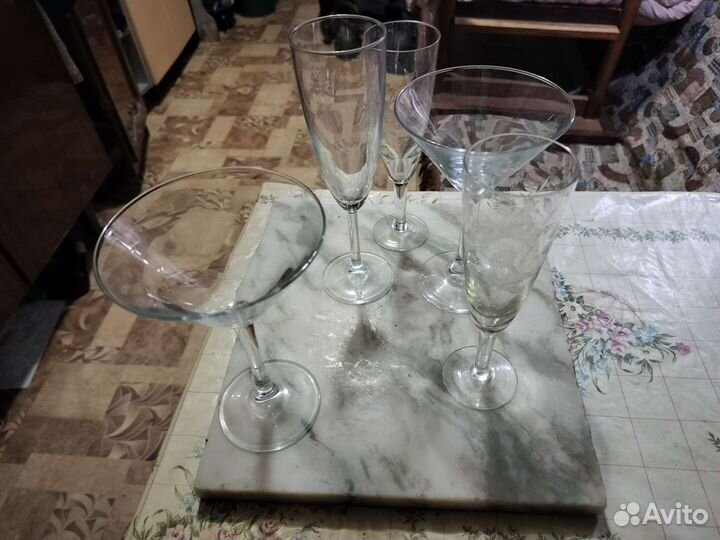 Бокалы СССР, под шампанское, коктейли, стекло