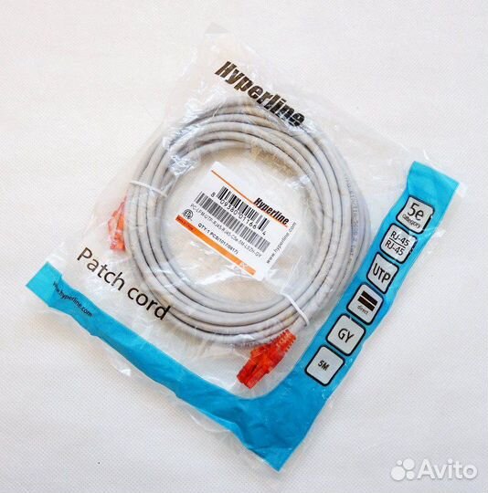 Сетевой кабель RJ45 Hyperline cat.5e (5 метров)