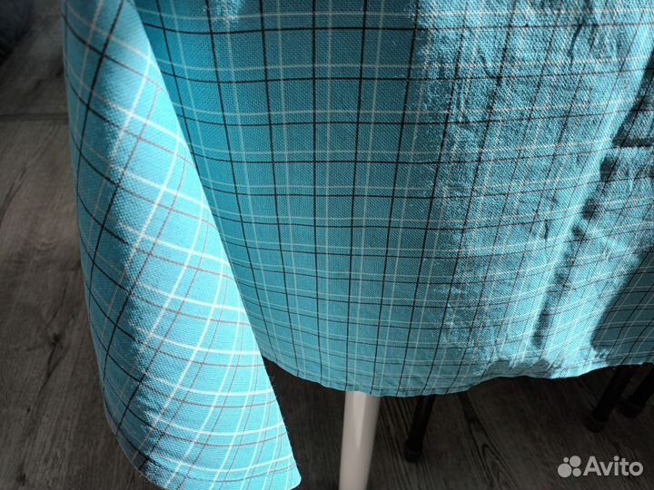 Скатерть рогожка 135 х 135 см голубая бежевая