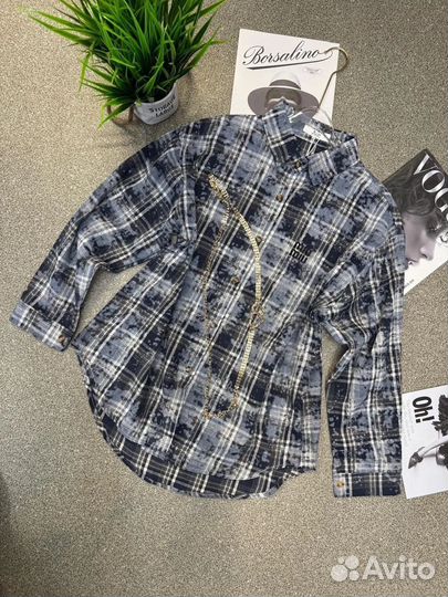 Рубашка варенка в клетку Miu Miu Оверсайз до 48