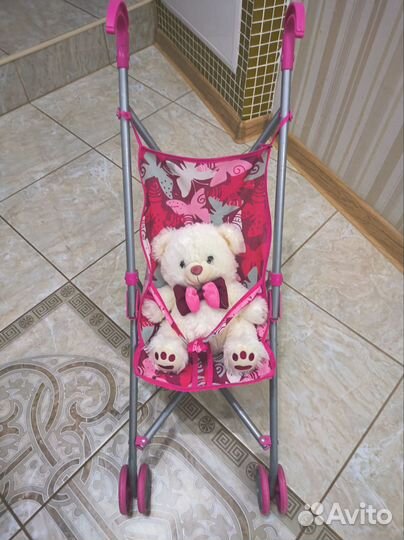 Коляска кукольная с мишкой